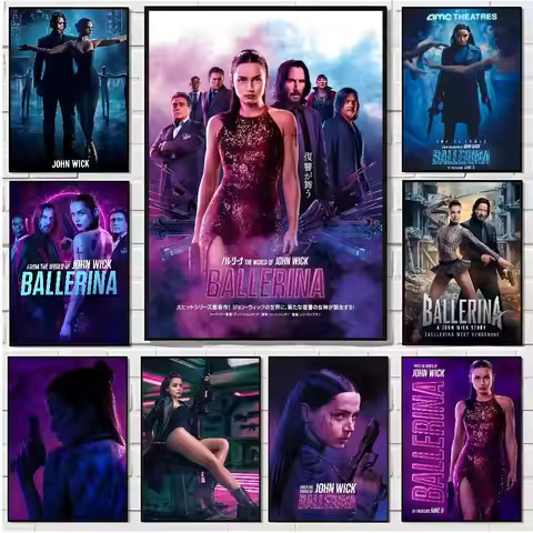 Movie J-John W-Wick B-Ballerina Poster HD art poster for home living room bar office decoration stic