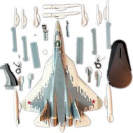 โมเดลเครื่องบินรบ SU-57 ผลิตจากโลหะผสม พร้อมฐาน ล้อเครื่องบินแบบสลักได้ โมเดลเครื่องบินรบสำเร็จรูป ส