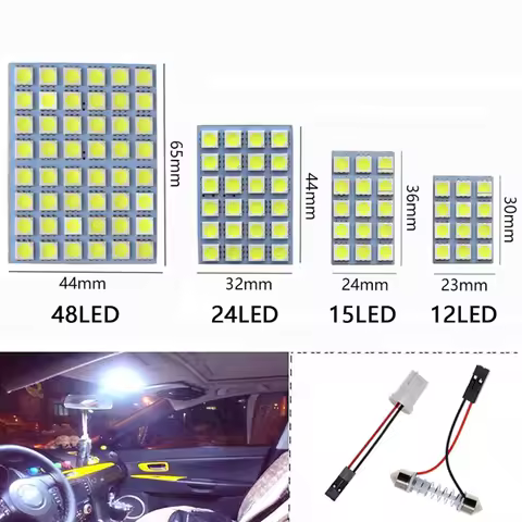 Auto T10 W5W Festoon C5W 6 12 24 36 48 LED 5050 SMD Panel Map Light BA9S 12V Car Reading Dome Trunk 