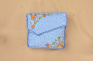 mukena travelling dewasa bahan parasut korea motif bordir aneka warna - biru