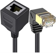 CAT 8 Ethernet Extension Cable,90 Degree Down Angle Male to Female RJ45 CAT8 Connector 10 Gigabit 40