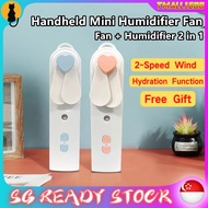 [✅SG Ready Stock]2 IN 1 Portable Mini Fan Humidifier USB Rechargeable Handheld Fan Water Spray Mist 