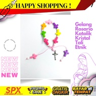 VIRAL Gelang Rosario Katolik Tali Etnik Souvenir Rohani Aksesoris Salib Pria Wanita Anak PROPH