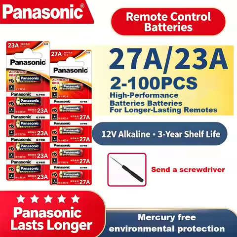 Panasonic 23A 27A 12V Alkaline Battery A23 A27 23GA A23S E23A MN21 V23GA GP23A LRV08 L1028 Long Last