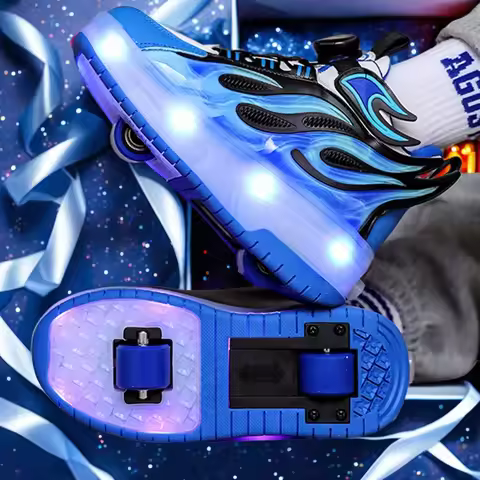 Rollerblade Power Walking Shoes Four Wheel Invisible Wheel Footwear Glowing Light Shoes Student Eigh