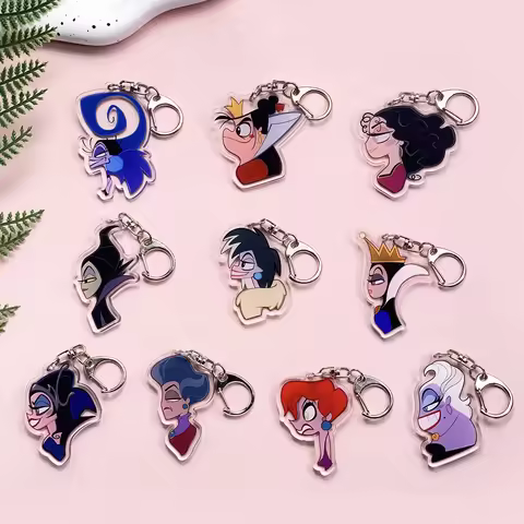 1/10Pcs Disney Villains Evil Queen Ursula The Red Queen Acrylic Car Keychain Backpack Pendant Bag Ch
