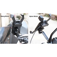 HP HANDPHONE HOLDER / MOTORCYCLEhp USB CHARGER 2 IN 1 HANDLEBAR AND MIRROR VINYX 2.1A HANDPHONE CLIP