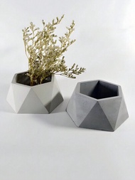 Diy六角幾何形狀迷你多肉盆矽膠模具,適用於手工水泥、石膏、蠟燭、樹脂工藝和收納盒家居裝飾