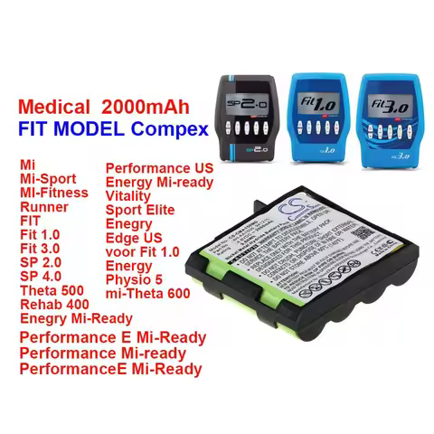 2000MAh 4H-AA1500 941210 Battery Compex Mi-Sport Mi-fitness Runner Enegry Mi-ready Vitalitas FIT Spo