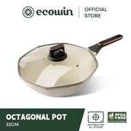 Ecowin Non Stick Wok Octagon  Frying Pan With Lid，PFOA Free Non-Stick Coating Fry Pan, Cookware Suit