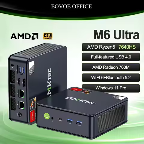 GMKtec Mini PC M6 Ultra Nucbox AMD R5 7640HS 6-Core 12-Thread DDR5 4800MHz PCIe 3.0 SSD WiFi 6 BT5.2