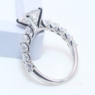 Super Luxury 2ct Real Moissanite Diamond Ring 100% S925 Silver 4 Claws Cluster Thick Gold Plated Eng