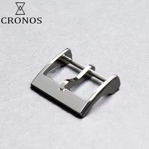 Cronos Watch Parts Stainless Steel Tongue Buckle for Straps Polished 18 mm 20mm 1.4 with Spring Bars