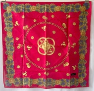 Celine scarf紅色凱旋門格仔鎖鏈綿質圍巾方巾絲巾 全新連貼紙