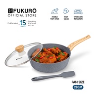 Fukuro Ishi Marble Non-Stick Deep Fry Pan (28cm) with Silicone Spatula Set
