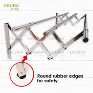 OKURA 3 Bar 1.2M / 1.5M / 1.8M Retractable Cloth Hanger Stainless Steel Ampaian Baju Wall Mounted Cl