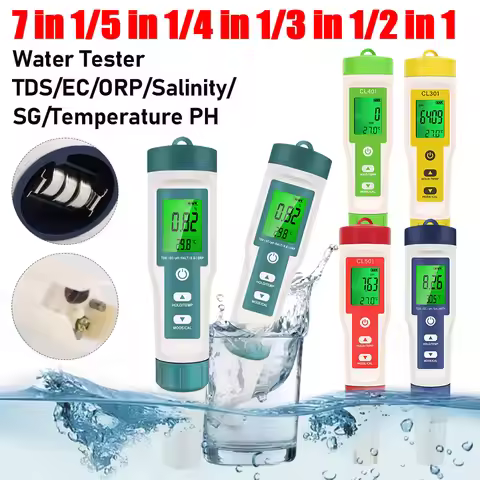 7 in 1 Digital Water Quality Tester Pen ORP PH TDS EC Meter TDS/EC/ORP/Salinity/SG/Temperature PH Me
