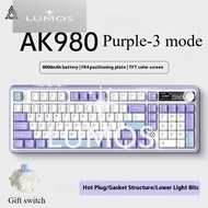 LUMOS AJAZZ AK980 Wireless RGB Mechanical Keyboard with Screen (Customizable), Knob Gasket Structure