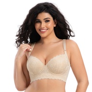 Plus Size Lace Bralette - Push Up Top with Deep V - Anti-Sagging for Big Breasts (Sizes: 46, 48F, 50