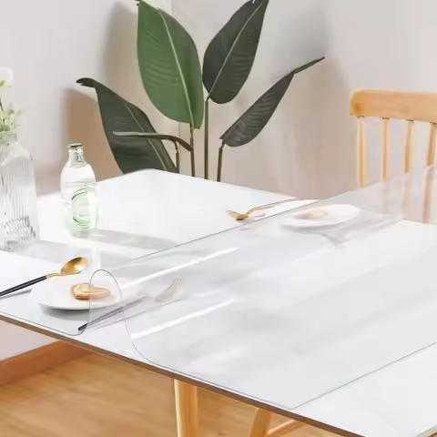 PVC Transparent table cloth cover tablecloth mat for table waterproof rectangle soft glass cloth kit