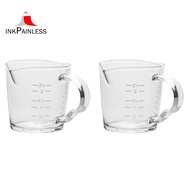 2 Pack Espresso Measuring Glass,3-Ounce Double Spouts Shot Glass with Pouring Handle,Heat Resistant Measuring Pitcher