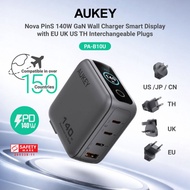 Aukey PA-B10U 140W GaN Wall Charger Smart Display EU UK US TH Interchangeable Plugs (24 Months Warra