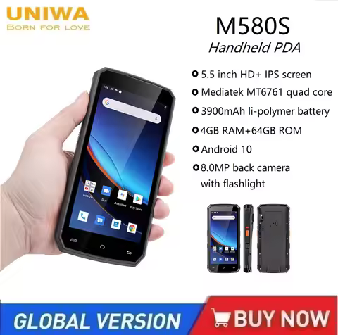 Uniwa M580S 4G Smartphones Android 10 PDA ,5.5Inch 4GB RAM+64GB ROM 3900mAh 8MP Waterpfoof Mobile Ph