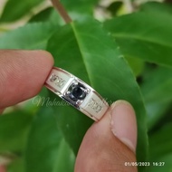 Elegant black diamond silver men's ring 1 ct