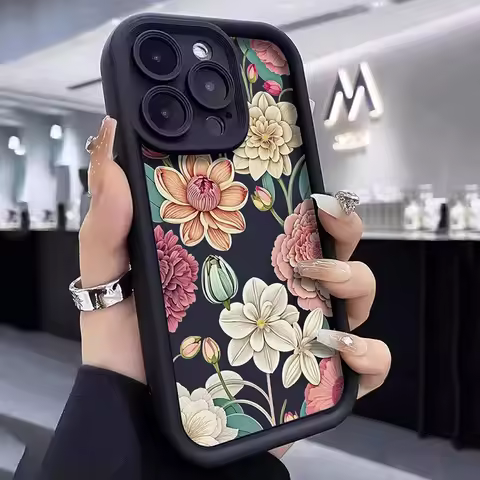 With Flower Print Phone Case For Realme GT 6 6T Neo 6 SE C67 C65 C63 C61 C51S 13 12 11 10 Pro Plus 5