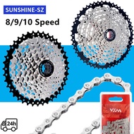 Flywheel Sunshine Cassette 8/9/10 Speed Freewheel MTB Road Bike Bicycle 36/40/42/46/50T Sprocket
