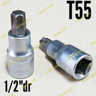 STAR DRIVE SOCKET WRENCH 1/2" LENGTH 55 MM - TORX BIT SOCKET 1/2" DR L55 T27 T30 T40 T45 T50 T55