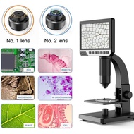 TOMLOV 7" Screen Digital Microscope 2000X Biological Microscope Coin Microscope HD 1080P IPS Screen