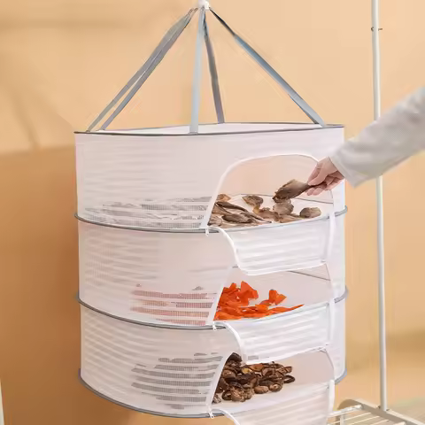 Portable Folding Fish Dryer Laundry Fruit Food Drying Mesh Net Anti-mosquito Dry Rack Hanging Vegeta