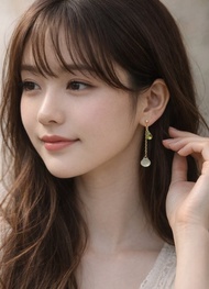 CORAROSA 天然水晶垂墜耳環 橄欖石 葡萄石