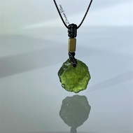 Green Apatite Rough Stone Natural High-End Niche Design Pendant Clavicle Chain Men Women  Necklace