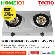 Tecno Double Burner Table Top Gas Cooker TTC-0328SV