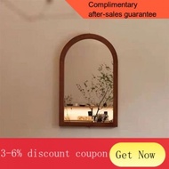 XY13French Vintage Style Solid Wood Cosmetic MirrorinsWind Solid Wood Dressing Mirror Home Wall Mount Arched Mirror Wall