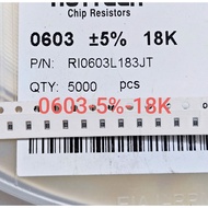 (Combo of 100) SMD resistor 0603 18,000OMH (183) Error 5% (combo)