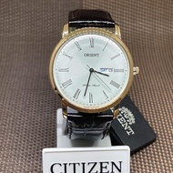 [Original] Orient FUG1R006W6 Classic White Dial Gold Analog Black Leather Watch