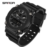 SANDA New Top Luxury Brand Fashion Men Sports Watches Waterproof Chronograph Dual Display Men Watch Clock