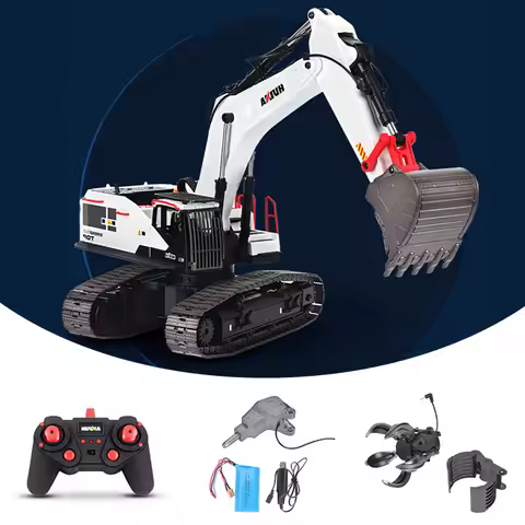 HUINA 1/14 Metal RC Excavator Truck Car TOUCAN Radio Control Model 1594 Light Battery Sound Outdoor 