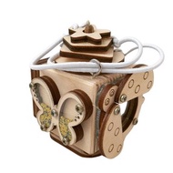 fidget toy - Busy cube - butterfly, wooden baby montessori toy for toddlers