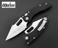 มีดออโต้ Microtech Stitch Automatic Knife Stonewash Partial Serrated Blade, Black Handle (16...