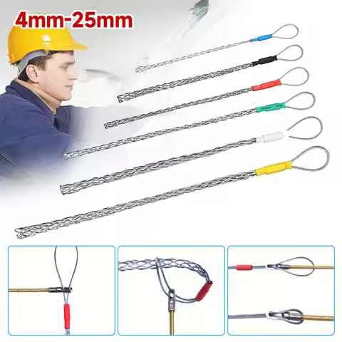 6 Colors Cable Puller Wire Grip Galvanizing Metal Cable Pulling Socks Mesh Puller Antislip Pipe Cond