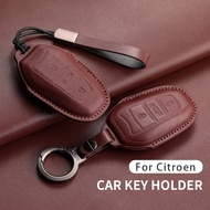 Original Cars Color Leather Key Case Cover For Citroen C3 C4 C7 CACTUS C5 DS4 DS5 Car Key Case Anti-