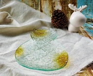 貓咪造型海棠花玻璃特色盤 綠色友善 海棠花玻璃盤 海棠花 窯燒