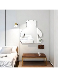 1面高清亞克力化妝鏡,可愛的小熊造型家飾掛件。安全防摔,適用於浴室、臥室和客廳