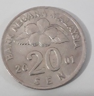Uang Koin 20 Sen Malaysia tahun 2001