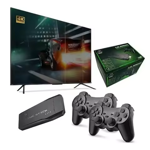 M8 4K HD Game Stick Retro Video Game Console 2.4G Dual Wireless Controller Home TV Plug and Play Gam