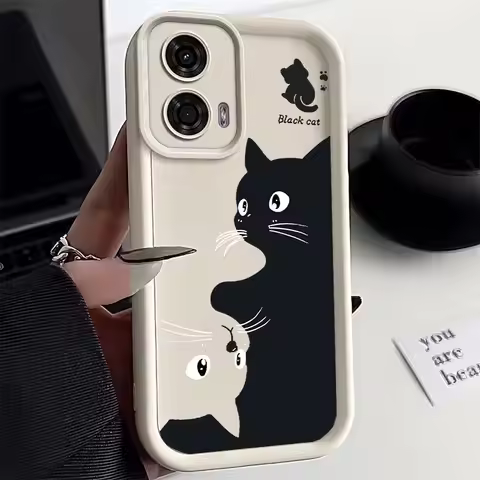 G24 Black and White Cat Sky Eye Ladder Phone Case For Motorola Moto G24 Cover